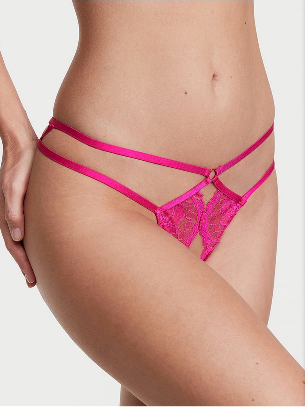 NWOT Victoria’s Secret Strappy Lace Crotchless High-Leg Cheeky Panty XS Sold Out